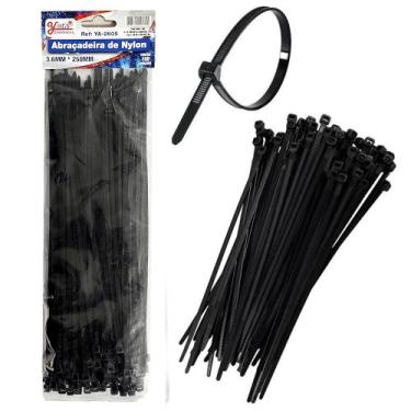 Imagem de 200 Abraçadeira Fita Lacre de Nylon 3.6x250mm Cinta Plástica Hellerman