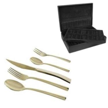 Imagem de Faqueiro Ravel 101 Peças Aço Inox Champanhe PVD Com Estojo Fracalanza 