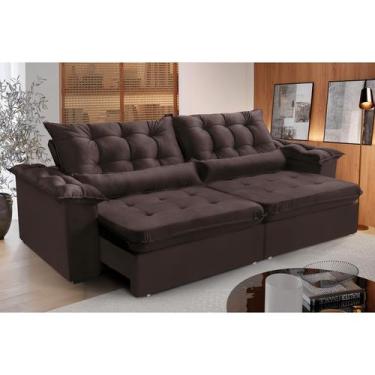 Imagem de Sofá 4 Lugares LISBOA 2,60 Metros Marrom Retrátil Reclinável com molas