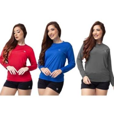 Imagem de Kit 3 Camisa Térmica Feminina Uv 50 + Segunda Pele Proteção Solar-Feminino