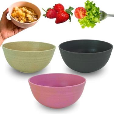 Imagem de Kit 3 Tigela Bowl Pote Cumbuca Bamboo Sobremesa Caldo Açaí Sorvete Sop