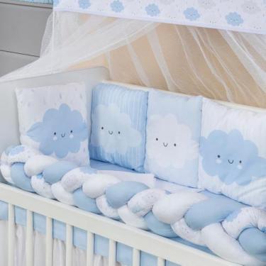 Imagem de Kit para mini berço almofadinhas 12 peças + saia  nuvem azul - Carinha