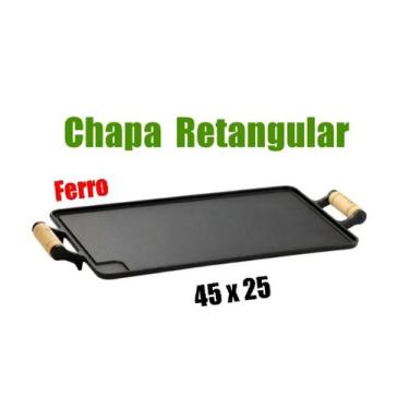 Imagem de Chapa Bifeteira Ferro Lisa Alças Madeira Postagem Rápida - Santana 