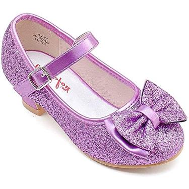 Imagem de Walofou Sapatos de princesa Flower Girls para festas de casamento para crianças pequenas, Rapunzel Roxo, 16