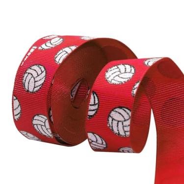 Imagem de David Angie Fita de gorgorão com glitter de voleibol, 7/20.3 cm de largura, 5 jardas para acessórios de laço de cabelo feito à mão e decoração de festa de fim de ano, chá de panela (vermelho)