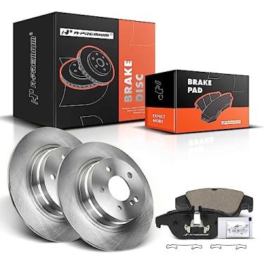 Imagem de A-Premium Rotores de freio a disco sólido traseiro de 300 mm + kit de pastilhas de cerâmica compatível com modelos selecionados Mercedes-Benz - C230 2008-2009, C250 2010-2015, C300 2008-2012, conjunto