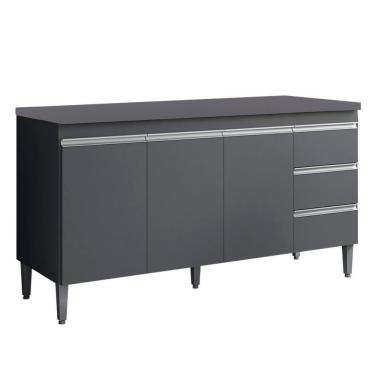 Imagem de Balcao Com Tampo 160 Cm 3 Portas Andreia Cinza Reajl Cinza