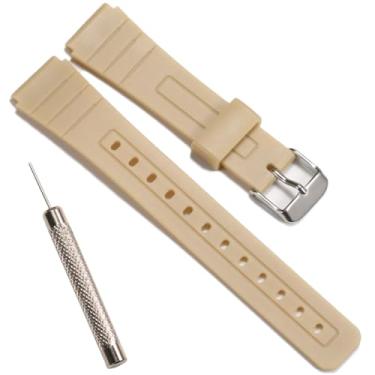 Imagem de Pulseira de resina de substituição F-91W compatível com Casio F-91W, acessórios de relógio masculino e feminino (cáqui)