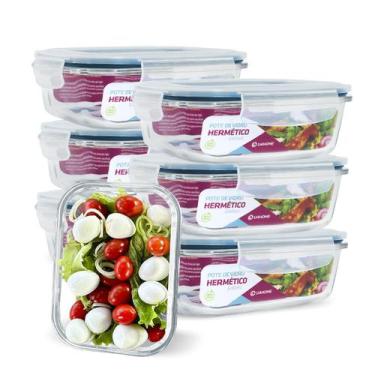 Imagem de Kit 7 Potes Vidro Hermético 640ml Marmita Microondas - U4home