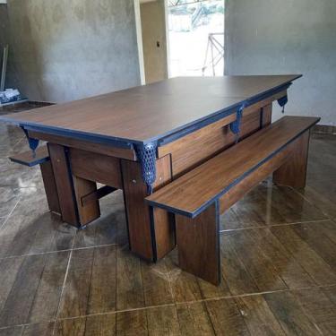 Imagem de Mesa de Bilhar e Jantar com Bancos Charme Carlin Bilhares Superfície e