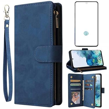 Imagem de Asuwish Compatível com Samsung Galaxy S20 Plus Glaxay S20+ 5G Capa carteira de vidro temperado e capa flip com porta-cartões para celular para Gaxaly S20+5G S20plus 20S + S 20 20+ G5 azul