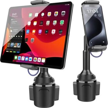 Imagem de Suporte porta-copos para tablet para carro APPS2Car, iPad de altura ajustável, suporte de carro para caminhão, itens essenciais de viagem de baixo perfil, compatível com iPad Pro Air Mini de 4,7 a 13