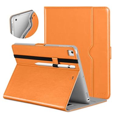 Imagem de DTTO Capa para iPad 9,7 polegadas 5ª/6ª geração 2018/2017 com suporte para Apple Pencil, capa de couro premium com suporte para Apple iPad 9,7 polegadas, também serve para iPad Pro 9,7/Air 2/Air - Laranja