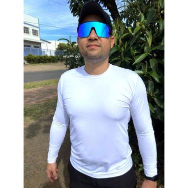 Imagem de Camiseta UV Branca Masculina com Proteção Solar Manga Longa - Evebeach