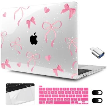 Imagem de MEEgoodo Capa para MacBook Pro de 13 polegadas 2022 2021 2020 A2338 M2/M1 A2251 A2289 com Touch ID, capas rígidas transparentes para laptop com capa para webcam, filme trackpad e adaptador tipo C,