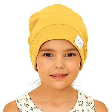 Imagem de Sent Hair Touca de dormir infantil com forro de cetim e seda ajustável para dormir à noite, gorro despojado para bebês, crianças, bebês, adolescentes (amarelo)