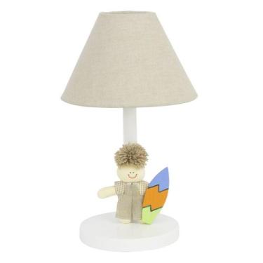 Imagem de Abajur Madeira Menino Com Prancha De Surf Quarto Bebê Infantil - Potin