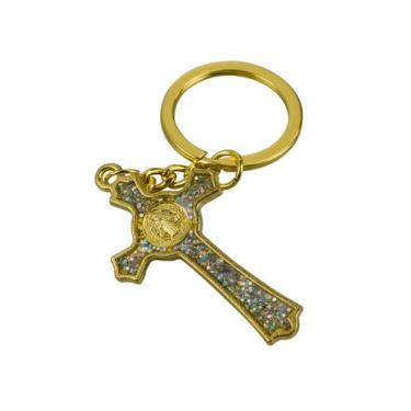 Imagem de Chaveiro Crucifixo Dourado ou Prateado 5cm - tasco, Dourado