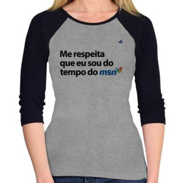 Imagem de Baby Look Raglan Me respeita que eu sou da época do msn Manga 3/4 - Fo
