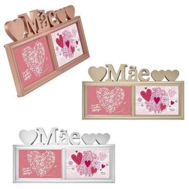 Imagem de Porta retrato 10x15 duplo com moldura de plastico mae metalizado horiz