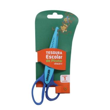 Imagem de Tesoura Escolar Plástica Infantil de Picotar Papel 2 Cortes - Leo&Leo 