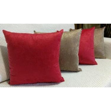 Imagem de - Kit 4 Almofadas Sued Lisas 2 Cores 45x45 Enchimento Silicone - INGRI