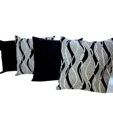 Imagem de - Kit 6 Capas De Almofadas Jacquard Sued Preto 45x45 Zíper - INGRID BO