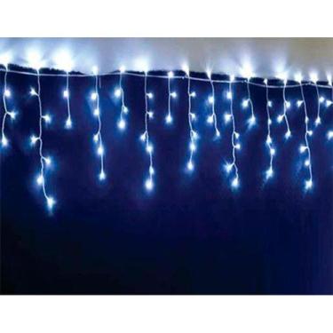 Imagem de Luz de Natal Cascata 200 Lâmpadas LED Branco Fio Branco 127V 4 Mts M/F