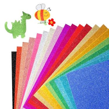 Imagem de XXINMOH 40 folhas de cartolina com glitter, cartolina premium de 20 cores para projetos Cricut, artesanato e faça você mesmo, papel glitter de 21,5 x 28 cm para fazer cartões (250 g/m2)