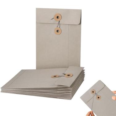 Imagem de 10 Pçs Pasta de Arquivo Envelope de Papel Kraft Tamanho A5 Vertical Documentos Cartões de Notas Armazenamento Bolsa de Arquivo com Fecho de Cordão de Botão Bolsa de Arquivo Bolsos de Projetos para