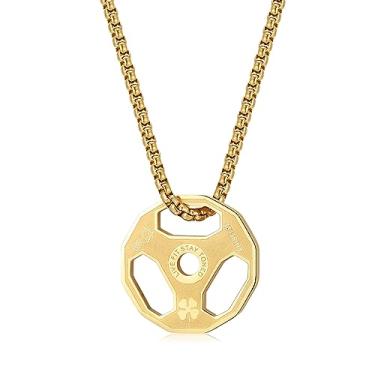 Imagem de AILUOR Colar com pingente de haltere masculino e feminino de aço inoxidável para casais com pingente de barra fitness academia esportes halteres levantadores de peso corrente de haltere joias, Metal, não