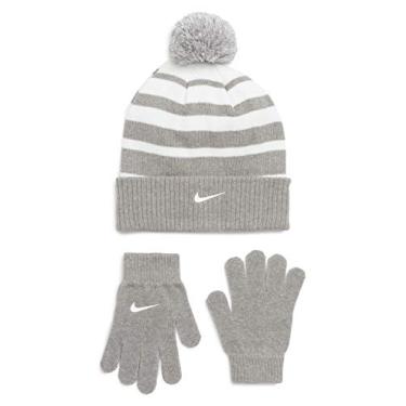 Imagem de Conjunto infantil de gorro e luvas Nike Swoosh Pom, Grays, 8-20