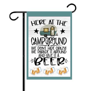 Imagem de Bandeira de jardim dupla face 30 x 45 cm, decoração de jardim ao ar livre, bandeira de boas-vindas para gramado, fazenda e pátio (dê uma cerveja)