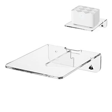 Imagem de TXEsign Prateleira de roteador WiFi de malha, pequena prateleira de parede de acrílico para roteador WiFi Orbi, Google Nest WiFi, alto-falante, relógio, monitor (16,69 x 14,5 cm) (15,51 x 16,69