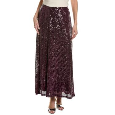 Imagem de Anne Klein Saia maxi rodada feminina forrada, Ameixa profunda, M