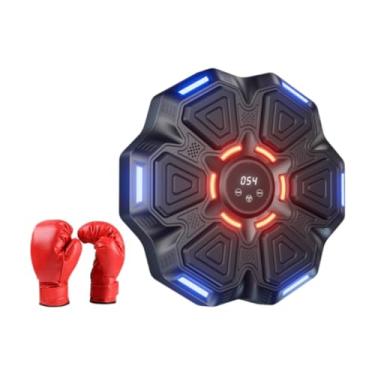Imagem de Pegciuho Máquina de boxe musical, almofada de perfuração, modo de alvo de parede, velocidade ajustável, treinador de boxe com luvas para prática de, Preto