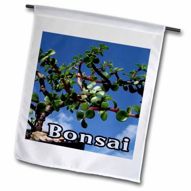 Imagem de 3dRose fl_182078_1 Bonsai W Fotografia de texto Portulacaria Afra Tree 1 Bandeira de jardim, 30 x 45 cm