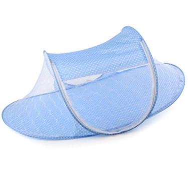 Imagem de Rede de Dormir para Bebês, Rede Portátil Dobrável, Rede Leve de Malha para Recém-nascidos, Cama para Dormir Em Viagens, Acampamento (Azul celeste, verde)