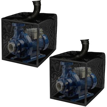 Imagem de JarThenaAMCS 2 peças de saco de barreira preto antientupimento caixa de filtro de lago de 25,4 cm com cordão cobertura de bomba de água externa 61 cm x 61 cm suporte de cubo de lago de malha para