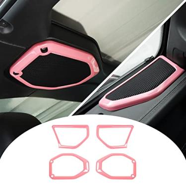 Imagem de 4 peças de alto-falante de teto de carro e capa de alto-falante de pilar A, acessórios internos para Jeep Wrangler JL JLU e Gladiador JT 2018-2021 (rosa)