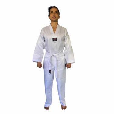 Imagem de Dobok Kimono Taekwondo Brim Branco Adulto - Homologado (A4 - até 1,90m)