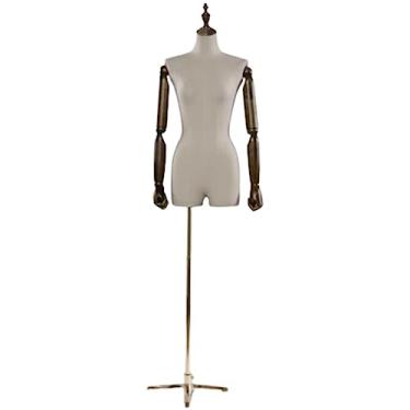 Imagem de Multiuso Manequim de aço de vidro Manequim de meio corpo feminino Manequim de superfície de serapilheira com suporte destacável Altura total ajustável Janela