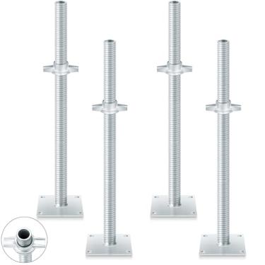 Imagem de Zonon 4 peças de macaco de nivelamento ajustável andaime placa de base quadrada roscas ajustáveis OD haste rosqueada oca andaime para andaimes estilo padeiro (61 cm)