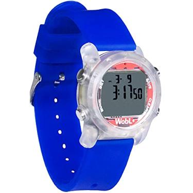 Imagem de WobL + Menores e melhores alarmes vibratórios à prova d'água do mundo + cronômetro de contagem regressiva para lembretes de esportes/medicinas/reuniões/penico, azul, Pulseira azul/caixa transparente,