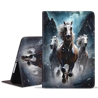 Imagem de stmedazm Capa para Samsung Galaxy Tab S10 Plus (2024)/S9 Plus/S9 FE Plus 5G 12,4 polegadas (2023), capa dobrável de couro sintético premium com suporte para despertar/hibernar automático - Cavalo de