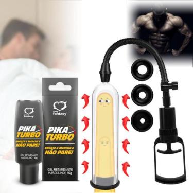 Imagem de Bomba Peniana Manual A Vácuo Anel Peniano Com Gel Pika Turbo Prolongad