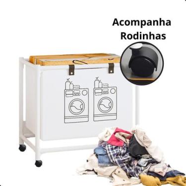 Imagem de Cesto de Roupas Sujas Simples Multiuso Com Rodas Lavanderia Banheiro O