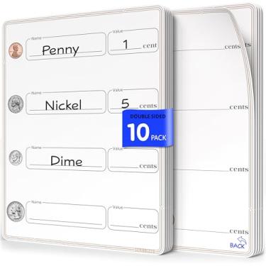 Imagem de SCRIBBLEDO Coin Practice 23 x 30,5 cm, quadro branco pequeno, apagável a seco, manipulativos de matemática, aprendizado de dinheiro, material escolar em casa, professores, estudantes, sala de aula,