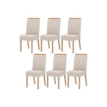 Imagem de Kit 6 Cadeiras Sala Jantar Nina 6 Un Nature Suede Light Linho