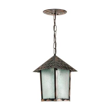 Imagem de Lustre Pendente Blumenau Colonial Quadrado Vidro Pontilhado Cobre E27 Bivolt